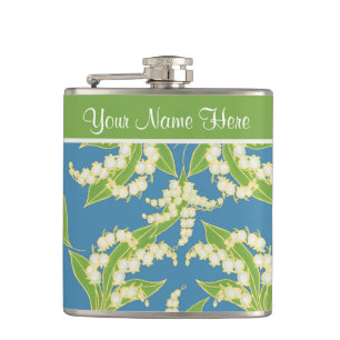 Hübsche Blumenflasche: Lilien des Tales Blau Flachmann