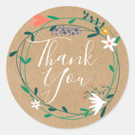 Hübsche Blumengarland Vielen Dank Runder Aufkleber