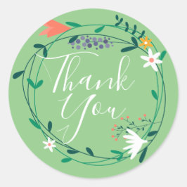 Hübsche Blumengarland Vielen Dank Runder Aufkleber