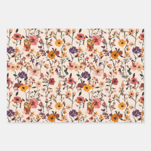 Hübsche Blumengärten Geschenkpapier Set (Vorderseite)