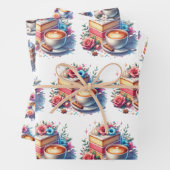 Hübsche Blumengeburtstorte, Kaffee und Blume Geschenkpapier Set (Beispiel)