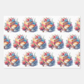 Hübsche Blumengeburtstorte, Kaffee und Blume Geschenkpapier Set (Vorderseite)