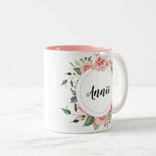 Hübsche, blumengeschmückte Personalisierte Juriste Zweifarbige Tasse (VorderseiteRechts)