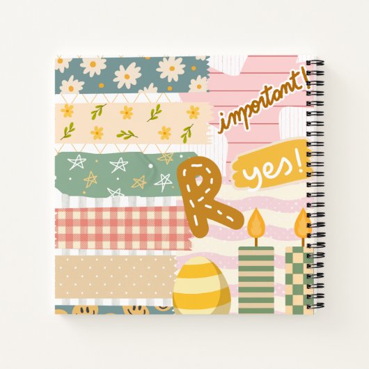 Hübsche, blumengeschmückte und gemusterte Bänder Notizblock (Rückseite)