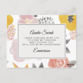 Hübsche Blumengodmutterkarte Postkarte (Rückseite)