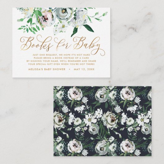 Hübsche BlumenGouache Buchanfrage Kinderdusche Begleitkarte (Vorne/Hinten)