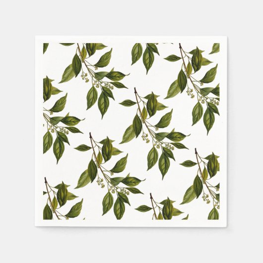 Hübsche Blumengrün Einfache Elegante Party Serviette (Vorderseite)
