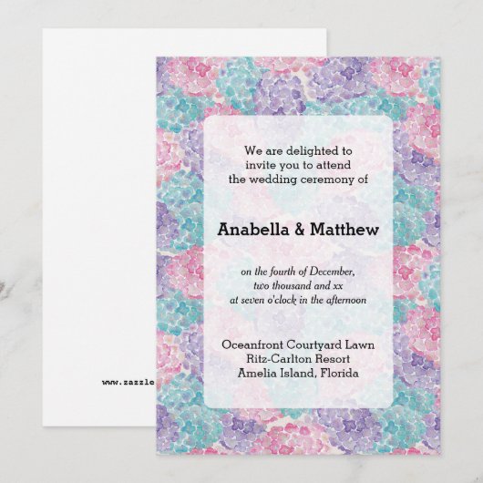 Hübsche Blumenhochzeit Einladung (Vorne/Hinten)