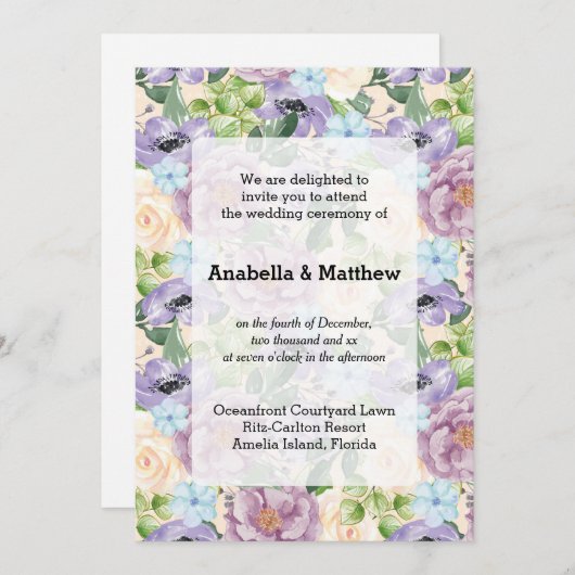 Hübsche Blumenhochzeit Einladung (Vorne/Hinten)