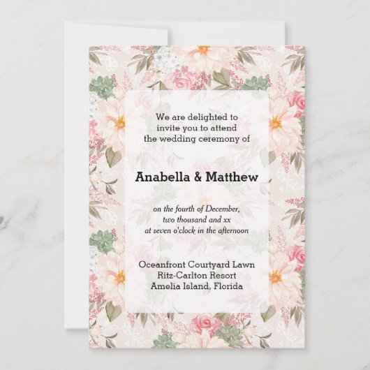 Hübsche Blumenhochzeit Einladung (Vorderseite)