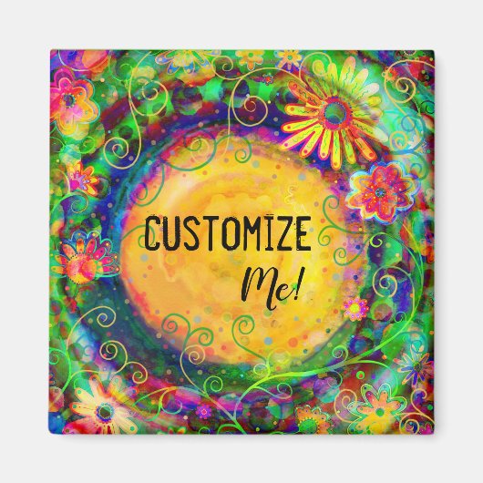 Hübsche Blumeninspirivity Anpassbare Namensfreude Magnet (Vorne)