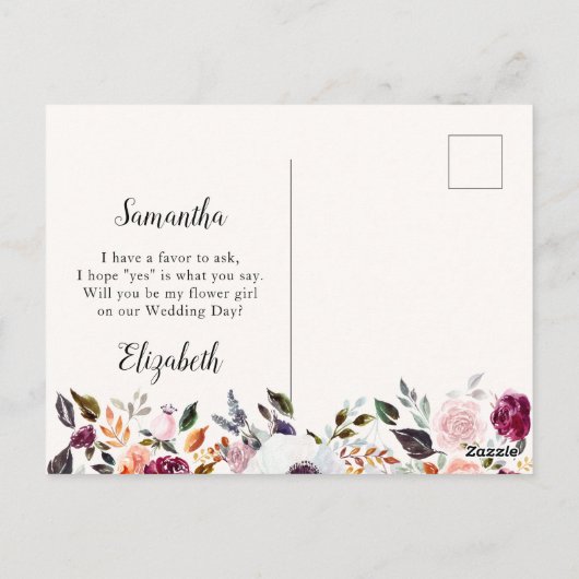 Hübsche Blumenkäse Postkarte (Rückseite)