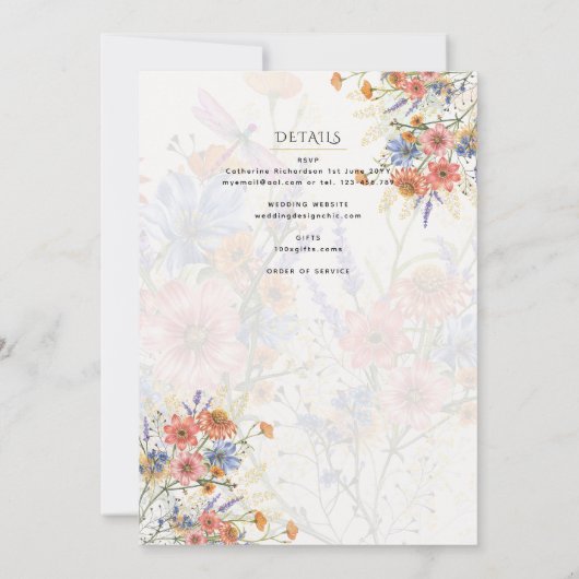 Hübsche blumenkatholische Hochzeit Einladung (Rückseite)