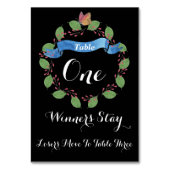 Hübsche Blumenkranz-Bunco-Tischkarte Nr. 1 Tischnummer (Rückseite)