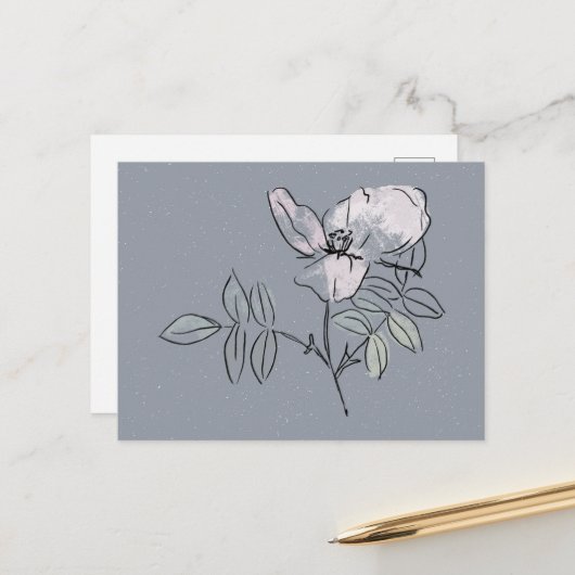 Hübsche Blumenkritzelei  Postkarte (Vorderseite/Rückseite Beispiel)