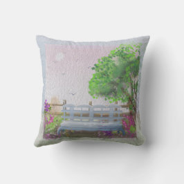 Hübsche Blumenlandschaft am Meer Kissen