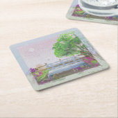 Hübsche Blumenlandschaft am Meer Rechteckiger Pappuntersetzer (angewinkelt)