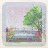 Hübsche Blumenlandschaft am Meer Rechteckiger Pappuntersetzer (Vorderseite)