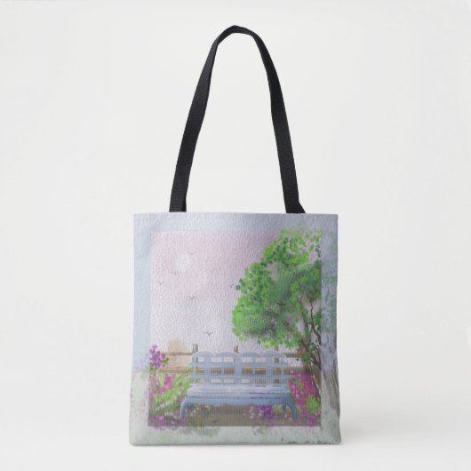 Hübsche Blumenlandschaft am Meer Tasche (Vorderseite)