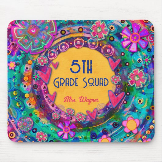 Hübsche Blumenlehrerin Squad Personalisiert Mousepad (Vorne)
