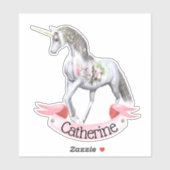 Hübsche Blumenmädchen der Einhornblüte benennen ma Aufkleber (Blatt)