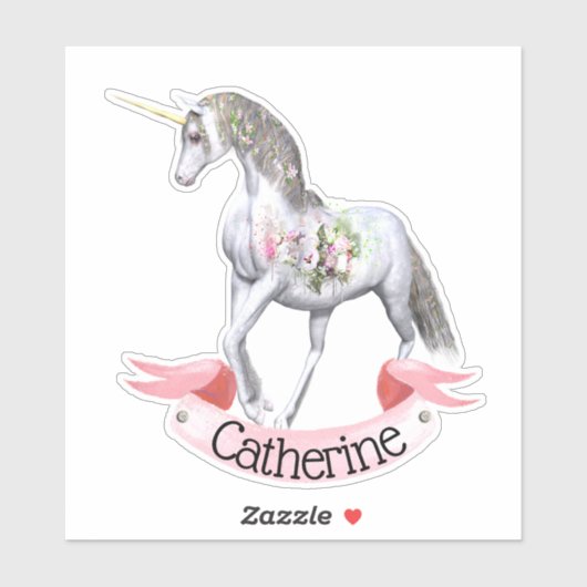 Hübsche Blumenmädchen der Einhornblüte benennen ma Aufkleber (Blatt)