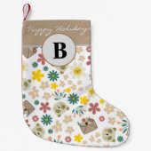 Hübsche blumenmädchenhafte mit Monogramm Enkelkind Kleiner Weihnachtsstrumpf (Vorderseite)