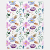 Hübsche Blumenmuster für die Zimmerdekoration lila Fleecedecke (Vorderseite)
