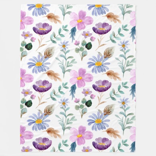 Hübsche Blumenmuster für die Zimmerdekoration lila Fleecedecke (Vorderseite)