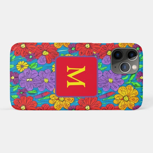 Hübsche Blumenmuster Mit Monogramm Case-Mate iPhone Hülle (Rückseite (Horizontal))