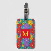 Hübsche Blumenmuster Mit Monogramm Gepäckanhänger (Vorderseite Vertikal)