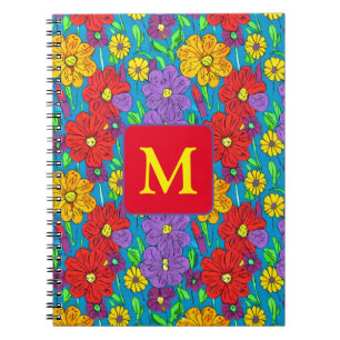 Hübsche Blumenmuster Mit Monogramm Notizblock