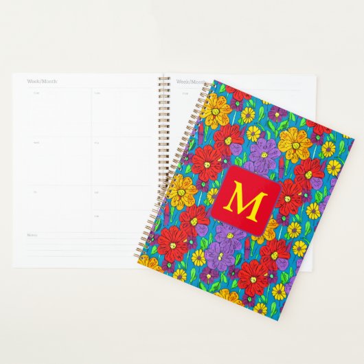 Hübsche Blumenmuster Mit Monogramm Planer (Anzeige)