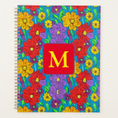 Hübsche Blumenmuster Mit Monogramm Planer (Vorderseite)