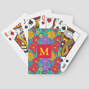 Hübsche Blumenmuster Mit Monogramm Spielkarten