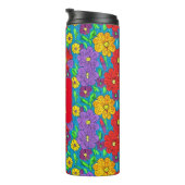 Hübsche Blumenmuster Mit Monogramm Thermosbecher (Nach rechts gedreht)