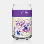 Hübsche Blumenpastel Pansy Lila Aquarellfarbe Schü Dosenglas (Rückseite)