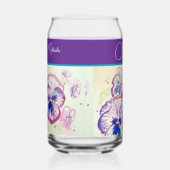 Hübsche Blumenpastel Pansy Lila Aquarellfarbe Schü Dosenglas (Rechts)