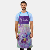 Hübsche Blumenpastel Pansy Lila Aquarellfarbe Schü Schürze (Getragen)