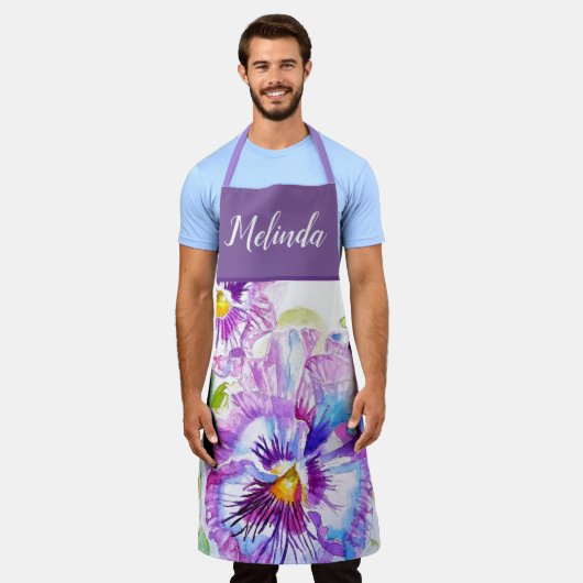 Hübsche Blumenpastel Pansy Lila Frauen Schürze (Getragen)