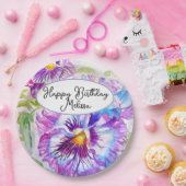 Hübsche Blumenpastel Pansy Lila Girls Geburtstag Pappteller (Party)
