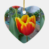 Hübsche Blumenpastel Tulip Rote Frauen Keramik Ornament (Hinten)