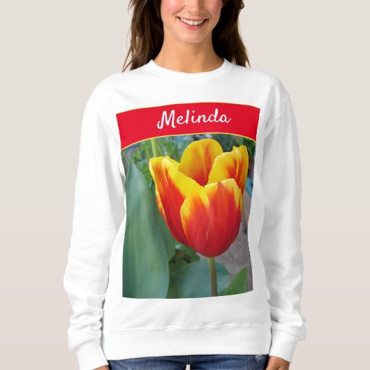 Hübsche Blumenpastel Tulip Rote Frauen Sweatshirt (Vorderseite)