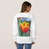 Hübsche Blumenpastel Tulip Rote Frauen Sweatshirt (Schwarz voll)
