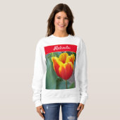 Hübsche Blumenpastel Tulip Rote Frauen Sweatshirt (Vorne ganz)