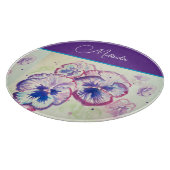 Hübsche Blumenpastete Pansy Lila Wasserfarbe Schneidebrett (Ecke)