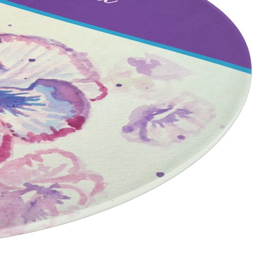 Hübsche Blumenpastete Pansy Lila Wasserfarbe Schneidebrett (Ecke)