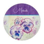 Hübsche Blumenpastete Pansy Lila Wasserfarbe Schneidebrett (Vorderseite)
