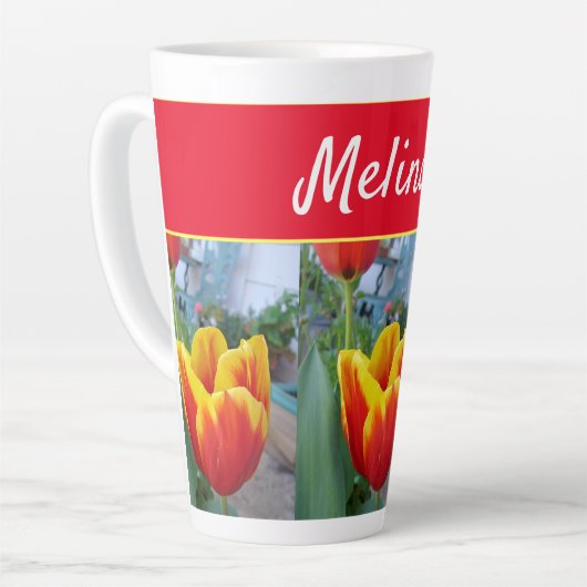 Hübsche Blumenpastete Tulip Pink Bee Tasse (Linke Ecke)