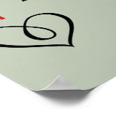 Hübsche Blumenpracht Grün & Rote Rosen Hochzeit Poster (Ecke)